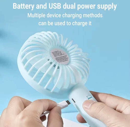 Portable Hand Fan Mini Desktop Cooling Fan Rechargeable Personal Air Fan Random Color